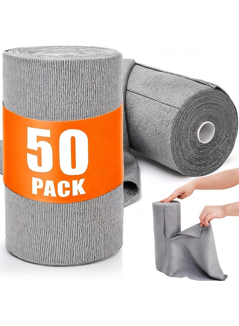 لفة مناديل تنظيف من قشور جوز الهند - 50 منديل رمادي متعدد الأغراض قابل لإعادة الاستخدام - فعال لإزالة الشحوم والأوساخ والبقع - تنظيف مطبخ صحي وصديق للبيئة - Image 1